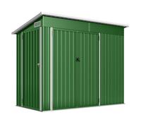 Outsunny caseta de jardín exterior 2,7 m², 234x132x185 cm, cobertizo de jardín exterior metálico con triple puerta, cerradura, techo inclinado y ventilación para almacenamiento de herramientas, verde