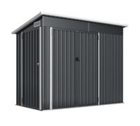 Outsunny caseta de jardín exterior 2,7 m², 234x132x185 cm, cobertizo de jardín exterior metálico con triple puerta, cerradura, techo inclinado y ventilación para almacenamiento de herramientas, gris 2