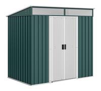 Outsunny Caseta de Jardín Exterior 2 m² 195x122x181,5 cm Cobertizo de Jardín Exterior Metálica con Base SIN SUELO 2 Puertas Correderas Ventanas y Ganchos para Herramientas Verde Green Medium