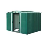 Outsunny caseta de jardín exterior 258x206x178 cm 5,3m² cobertizo de jardín exterior con base puertas correderas y ventilaciones para almacenamiento de herramientas jardinería verde