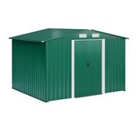 Outsunny Caseta de Jardín Exterior 258x206x178 cm 5,3m² Cobertizo de Jardín Exterior con Base Puertas Correderas y Ventilaciones para Almacenamiento de Herramientas Jardinería Verde Dark green