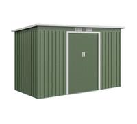 Outsunny caseta de jardín exterior 3,2 m², 280x130x172 cm, cobertizo de jardín exterior metálico con puerta corredera, techo inclinado, base refuerzo (suelo no incluido) y 2 ventanas, verde