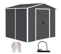 Outsunny Caseta de Jardín Exterior 4,4 m² 240x206x198 cm Puerta Corredera Gris Gris Oscuro 240x206x198 cm