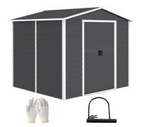 Outsunny Caseta de Jardín Exterior 4,4 m² 240x206x198 cm Puerta Corredera Gris Gris Oscuro 240x206x198 cm