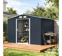 Outsunny Caseta de jardín exterior 4,9 m² 277x195x192 cm Gris