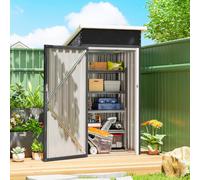 Outsunny Caseta de Jardín Exterior Metálica 0,74 m² 107,5x91x185 cm Gris | Cobertizo de Jardín Exterior, Techo Inclinado, Puerta con Cerradura, Ventilaciones, Almacenamiento de Herramientas