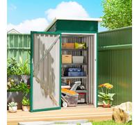 Outsunny Caseta de Jardín Exterior Metálica 0,74 m² 107,5x91x185 cm Verde | Cobertizo de Jardín Exterior, Techo Inclinado, Puerta con Cerradura, Ventilaciones, Almacenamiento de Herramientas