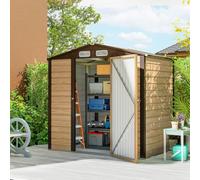 Outsunny Caseta de Jardín Exterior Metálica 2,27 m² 190x131x188 cm Roble | Cobertizo de Jardín Exterior, 2 Ventilaciones, Puerta con Cerradura, para Almacenamiento de Herramientas