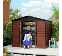 Outsunny Caseta de Jardín Exterior 4,4 m² 240x206x198 cm con Suelo Teca