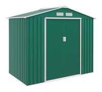Outsunny Caseta de Jardín Metálica 213x130x185 cm Verde Resistente Aosom España