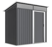 Outsunny Caseta de Jardín Metálica con Puerta Corredera Ventanas y Ventilación para Almacenaje Exterior 195x122x159/182 cm Gris