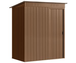 Outsunny Caseta de Jardín Metálica con Puerta Corredera y Ventilación, 159x106x181 cm, Marrón Aosom España