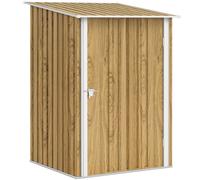 Outsunny Caseta de Jardín para Herramientas en Acero Galvanizado con Puerta Batiente, 100x104x160 cm, Marrón Claro Aosom España