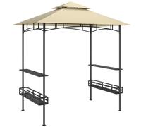 Outsunny Cenador de barbacoa, cenador de jardín con 2 estantes, cestas de almacenamiento, ganchos, para terraza, Beige Aosom España
