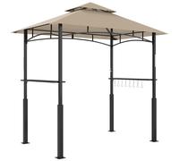 Outsunny Cenador de barbacoa de dos niveles toldo para jardín con luz LED 240 x 150 x 250 cm kaki Aosom España