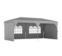 Outsunny Cenador de jardín 3 x 6 m pop-up carpa plegable altura regulable impermeable protección UV50+ gris Aosom España