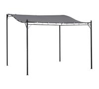 Outsunny Cenador de Jardín 3x3 m Pérgola con Toldo y 16 Orificios de Drenaje para Patio Terraza Metal y Poliéster 180 g/m² Resistente Gris Gray 297x297x250cm