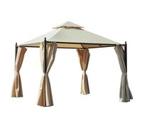 Outsunny Cenador de Jardín 3x3m Gazebo con Doble Techo 4 Cortinas Laterales Mejor Ventilación Exterior Espacioso para Fiesta Eventos Barbacoa Beige Beige 300x300x275cm