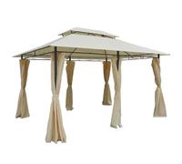 Outsunny Cenador de Jardín 3x4 m Marco Acero Gazebo con Doble Techo 6 Cortinas Laterales 8 Orificios de Drenaje Buena Ventilación para Fiestas Eventos Crema 3x4m Fiesta Evento AOSOM ES