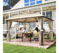 Outsunny Cenador para Jardín Outsunny metal, tela de poliéster Beige 370x303x290 cm Beige 370x303x290 cm
