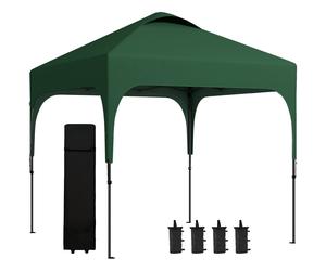 Outsunny Cenador Plegable 2,5x2,5x2,68 m Carpa de Jardín Protección UV 50+ Ajustable en Altura con 4 Bolsas de Arena y Bolsa de Transporte para