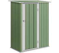 Outsunny Cobertizo de Acero 1,07㎡ 142x84x189 cm Almacén para Herramientas con Techo Inclinado y Una Puerta Verde Claro Aosom España