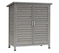 Outsunny cobertizo de almacenamiento de madera para jardín con 2 estantes interiores 2 puertas y techo inclinado para exterior terreza 87x46,5x96,5 cm gris