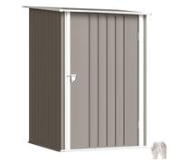 Outsunny - Cobertizo de jardín, 1 m², Descuento para Herramientas, cabanon Puerta con Cerradura - Dim. 1 x 1,03 x 1,6 cm. Chapa de Acero Ondulada, Color marrón y Blanco