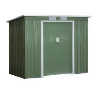 Outsunny Cobertizo de Jardín 213x130x172 cm Base de 2,42 m² Caseta de Exterior Metálica para Almacenamiento de Herramientas con 2 Puertas Correderas y