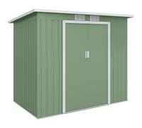 Outsunny Cobertizo de Jardín 213x130x173 cm Caseta de Exterior Metálica para Almacenamiento de Herramientas Verde Oliva Aosom España
