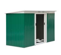 Outsunny Cobertizo de Jardín 280x130x172 cm Base de 3,2 m² Caseta de Exterior Metálica para Almacenamiento de Herramientas con 2 Puertas Correderas y 2 Orificios de Ventilación Dark green