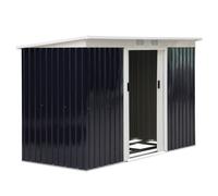 Outsunny Caseta metálica 3,2 m² (280x130x172 cm) 2 puertas correderas, 2 ventilaciones Gris oscuro