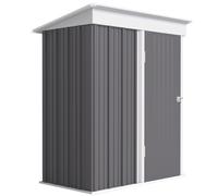 Outsunny Cobertizo de jardín, cobertizo exterior de herramientas de chapa ondulada, diseño de paredes, estantes ajustables, puerta cerrable, gris Aosom España