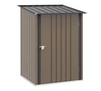 Outsunny cobertizo de jardín exterior, 0,92 m², 100x103x160 cm, caseta de jardín exterior metálica con 1 puerta y cerradura, para almacenamiento de herramientas, para patio, terraza, marrón
