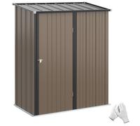 Outsunny Cobertizo de Jardín Exterior 1,34 m² 161,5x94,5x196 cm Caseta de Jardín Exterior Metálica con 1 Puerta y Cerradura para Almacenamiento de Herramientas para Patio Terraza Marrón Brown 161.5x94