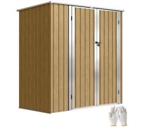Outsunny Cobertizo de jardín exterior 163x89x163 cm metálico puertas con pestillo Marrón