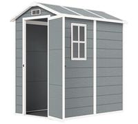 Outsunny Cobertizo de Jardín Exterior 2,1 m² 131x186x198 cm Caseta de Jardín con Suelo Ventana y Puerta con Cerradura Gris