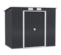 Outsunny Cobertizo de Jardín Exterior 2,4 m² 213x130x173 cm con Puerta Corredera Techo Inclinado Base sin Suelo y Ventanas Gris