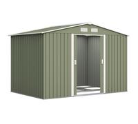 Outsunny Cobertizo de Jardín Exterior 277x195x192 cm Caseta de Jardín Metálica con 4 Ventanas 4,83 m² Verde Claro Aosom España