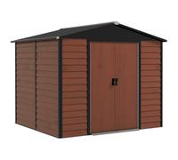 Outsunny Cobertizo de Jardín Exterior 4,4 m² 240x206x198 cm con Suelo Puerta Corredera y Cerradura Armario para Jardín Teca Aosom España