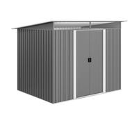 Outsunny Cobertizo de Jardín Exterior 4,5 m² 260x194x200 cm Caseta de Jardín Exterior Metálica con Paneles Frontales Transparentes y 2 Puertas Corredizas para Almacenamiento de Herramientas Gray