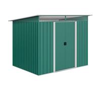 Outsunny Cobertizo de Jardín Exterior 4,5 m² 260x194x200 cm Caseta de Jardín Exterior Metálica con Paneles Frontales Transparentes y 2 Puertas Corredizas para Almacenamiento de Herramientas Green 2XL