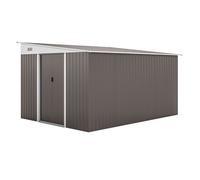 Outsunny cobertizo de jardín exterior 8,9 m² 280x345x201 cm caseta de jardín exterior metálica con 2 puertas corredizas y 2 ventanas para almacenamiento de herramientas gris 345 cm