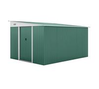 Outsunny cobertizo de jardín exterior 8,9 m² 280x345x201 cm caseta de jardín exterior metálica con 2 puertas corredizas y 2 ventanas para almacenamiento de herramientas verde