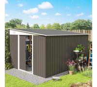 Outsunny Cobertizo de Jardín Exterior 8,9 m² 280x345x201 cm Gris | Caseta de Jardín Exterior Metálica, 2 Puertas Corredizas, 2 Ventanas, para Almacenamiento de Herramientas