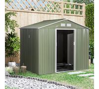 Outsunny Caseta metálica de jardín para almacenamiento con base, 4 ventanas, 4,9 m² 277×195×192 cm