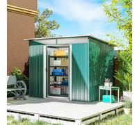 Outsunny Cobertizo de Jardín Exterior 4,5 m² 260x194x200 cm Caseta de Jardín Exterior Metálica con Paneles Frontales Transparentes y 2 Puertas Corredizas para Almacenamiento de Herramientas Green 2XL