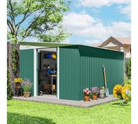 Outsunny Cobertizo de Jardín Exterior 8,9 m² 280x345x201 cm Caseta de Jardín Exterior Metálica con Corredizas y 2 Ventanas para Almacenamiento de Herramientas Verde