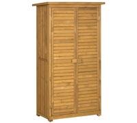 Outsunny Cobertizo de Madera 0,31 m² 87x46,5x160 cm Armario Exterior de Madera con 2 Puertas y 2 Estantes Interior Brown 87x46.5x160cm