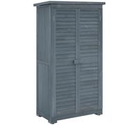 Outsunny Cobertizo de madera 0,31 m² (87×46,5×160 cm), 2 puertas y 2 estantes, gris